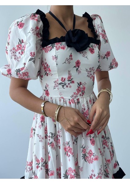 Mottisfashion Wismar Gül Detay Elbise