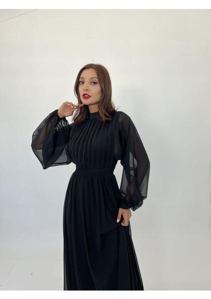 Mottisfashion 6297 Elbise-Siyah