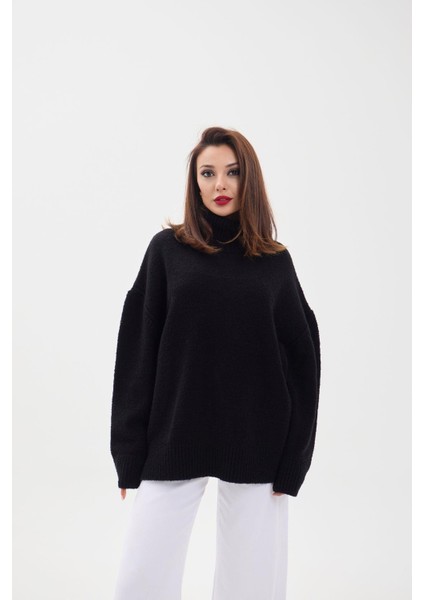 Mottisfashion 43151 Triko Balıkçı Salaş Kazak-Siyah