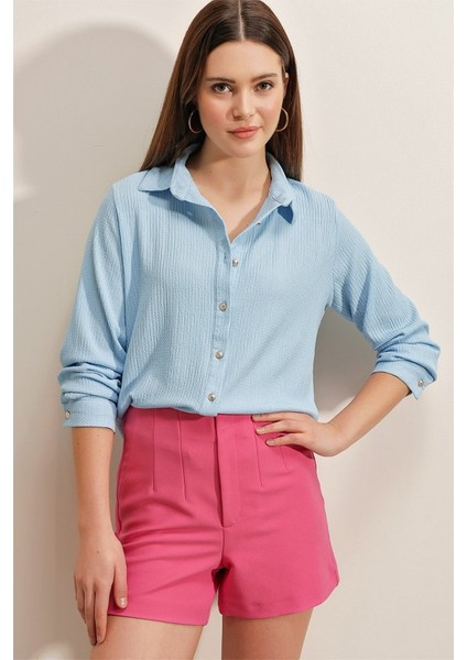 Mottisfashion 20160 Örme Gömlek - Mavi modelleri