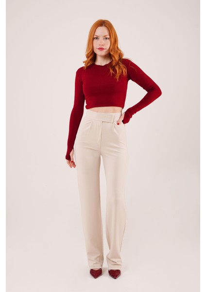 Mottisfashion Cırt Kapama Detaylı Krem Pantolon modelleri