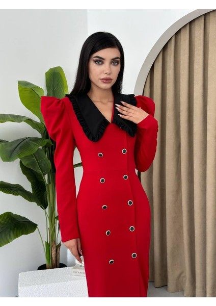 Mottisfashion Palmas Geniş Yakalı Elbise indirimleri