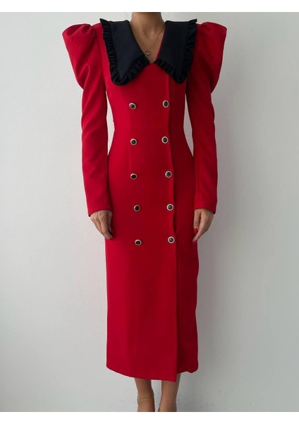 Mottisfashion Palmas Geniş Yakalı Elbise