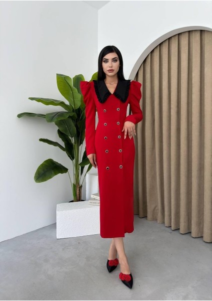 Mottisfashion Palmas Geniş Yakalı Elbise