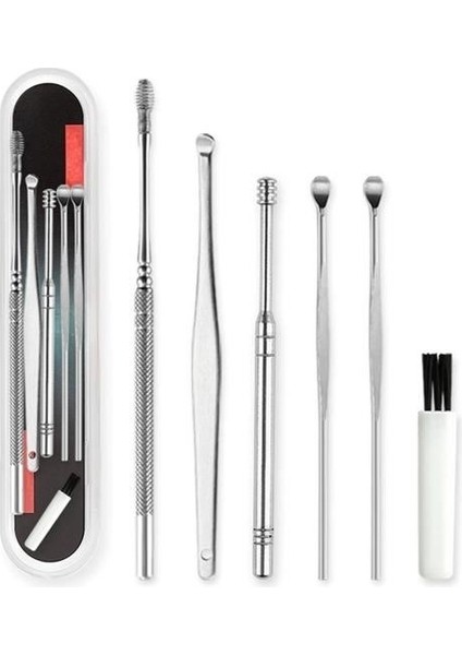 Armesa® 6 Parça Paslanmaz Çelik Kulak Balmumu Toplayıcı Çıkarıcı Temizleyici Bakımı Çubuk Seti