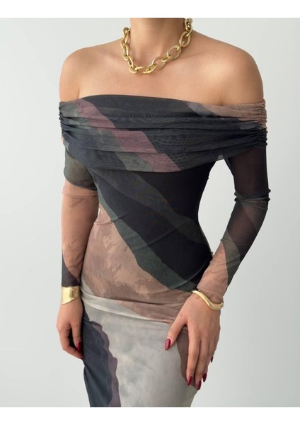 Mottisfashion Sevilla Madonna Yaka Tül Elbise fırsatları