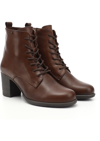 Kadın Kahve Fermuarlı Kalın Topuklu Hakiki Deri Postal Bot modelleri