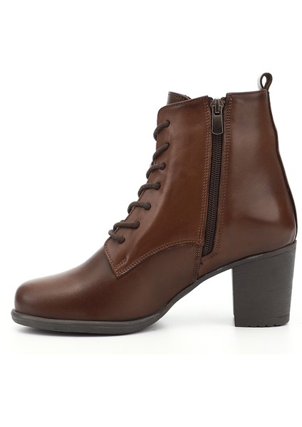 Kadın Kahve Fermuarlı Kalın Topuklu Hakiki Deri Postal Bot fırsatları
