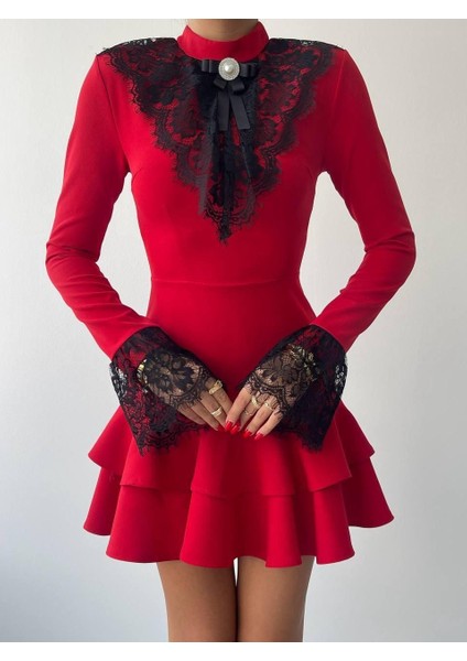 Mottisfashion Danya Dantel Mini Elbise