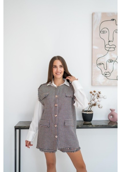 Mottisfashion Mavi Kazayağı Desenli Yelek ve Şort Takım fiyatları