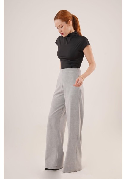 Mottisfashion Bol Paça Yandan Fermuarlı Gri Kumaş Pantolon fırsatları