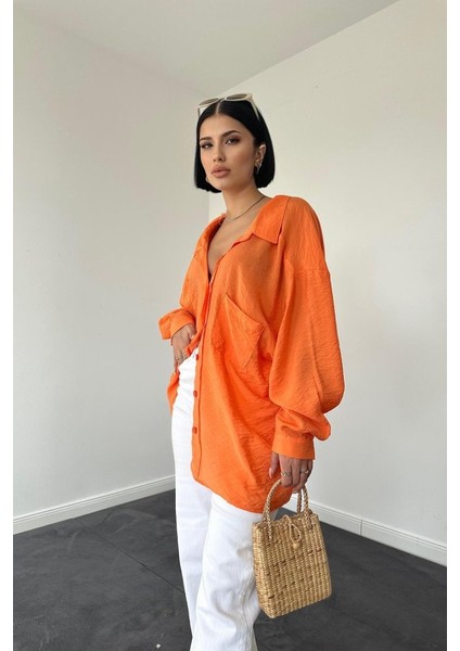 Mottisfashion Oranj Tek Cepli Bedensiz Cruz Gömlek
