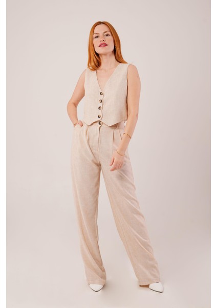 Mottisfashion Kırçıllı Desen Bej Takım