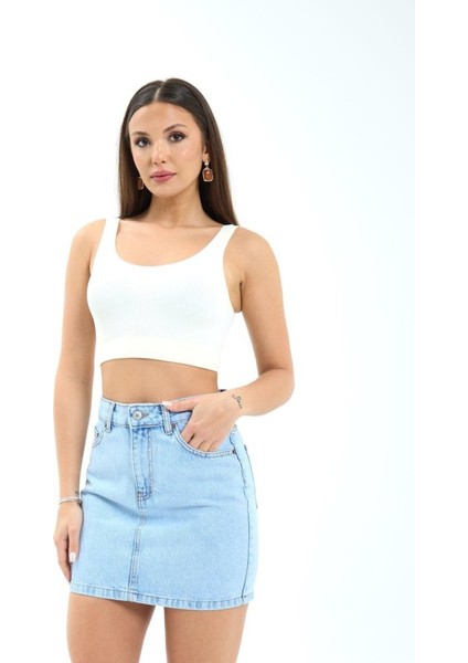 Mottisfashion 7395 Kot Etek-Açık Mavi