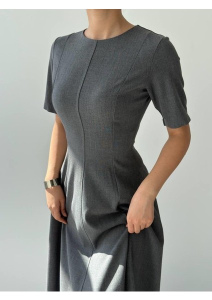 Mottisfashion Wera Pliseli Midi Elbise