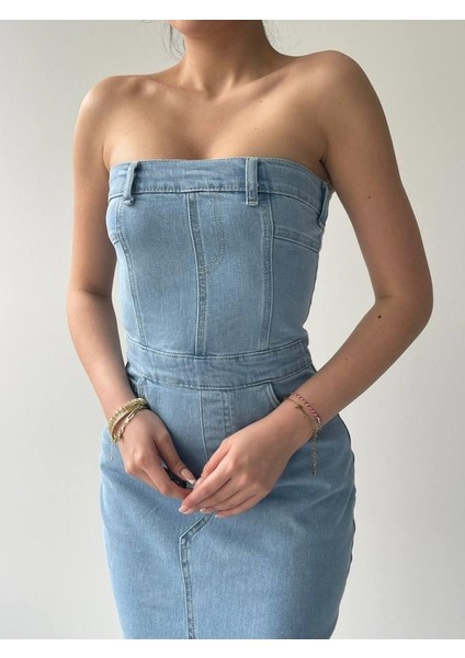 Mottisfashion Sonic Straplez Elbise indirimleri