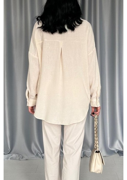 Mottisfashion Krem Pulpayet Nakışlı Bedensiz Gömlek