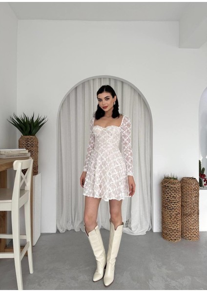 Mottisfashion Fers Çiçek Detay Elbise