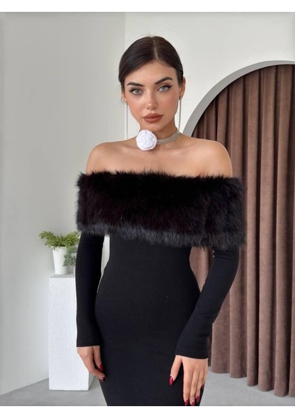 Mottisfashion Bestia Straplez Tüy Detaylı Elbise indirimleri