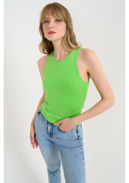 Mottisfashion Örme Bisiklet Yaka Atlet - Yeşil fiyatları