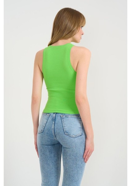 Mottisfashion Örme Bisiklet Yaka Atlet - Yeşil