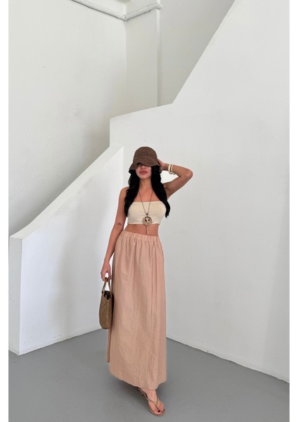 Mottisfashion Etek Şanel Boy Soft Kumaş - Bej