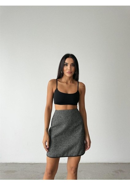 Mottisfashion Kaşe Kısa Etek - Siyah