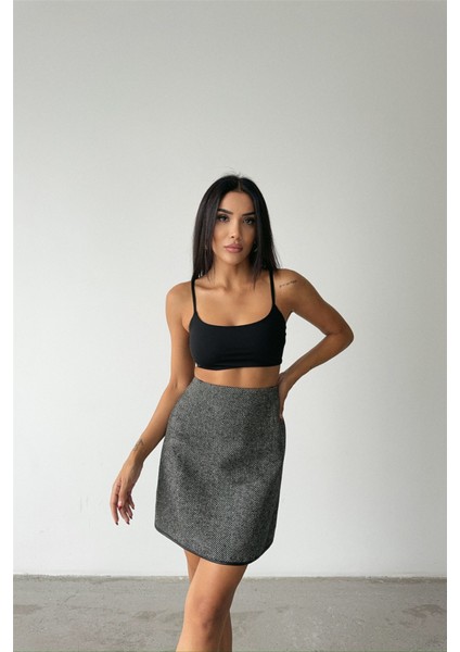 Mottisfashion Kaşe Kısa Etek - Siyah fırsatları