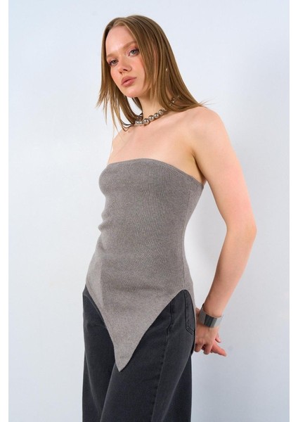 Mottisfashion Yanı Uzun Atlet - Orta Gri