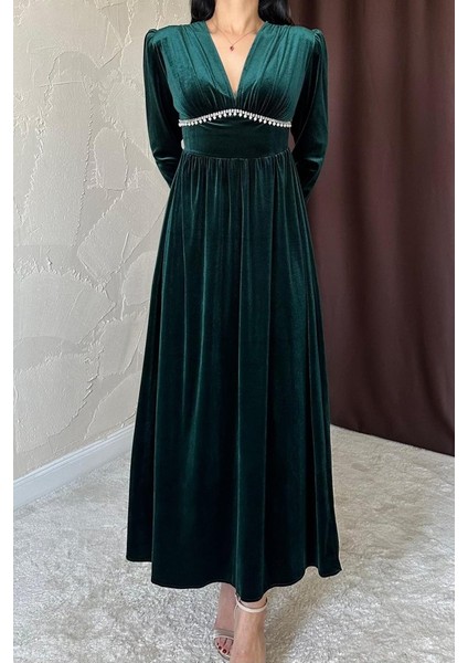Mottisfashion Zümrüt Göğüs Altı Taşlı Elbise fiyatları