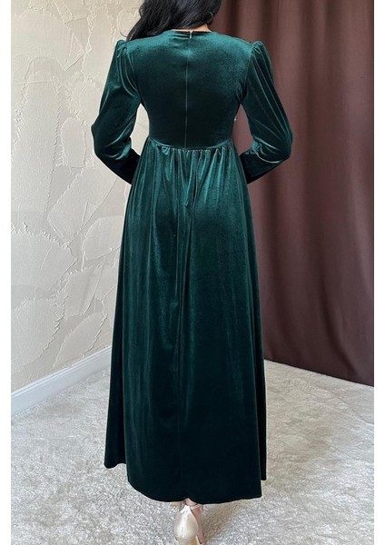 Mottisfashion Zümrüt Göğüs Altı Taşlı Elbise modelleri