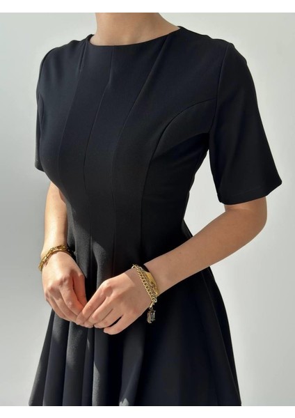 Mottisfashion Crem Pliseli Elbise