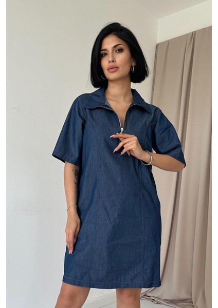 Mottisfashion Mavi Tencel Kuplu Elbise fiyatları