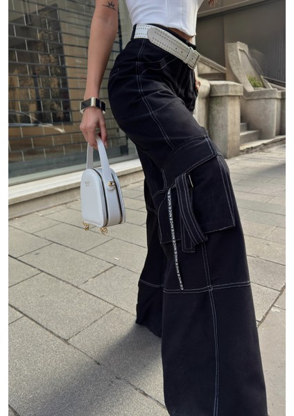 Mottisfashion Gabardinkargo Pantolon - Siyah modelleri