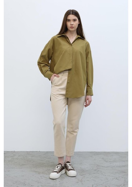 Mottisfashion Uzun Kol Gömlek - Koyu Haki