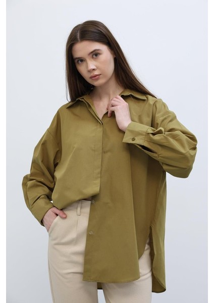 Mottisfashion Uzun Kol Gömlek - Koyu Haki modelleri