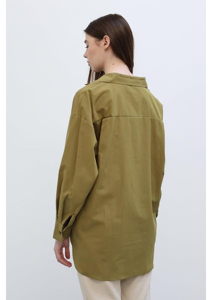 Mottisfashion Uzun Kol Gömlek - Koyu Haki indirimleri