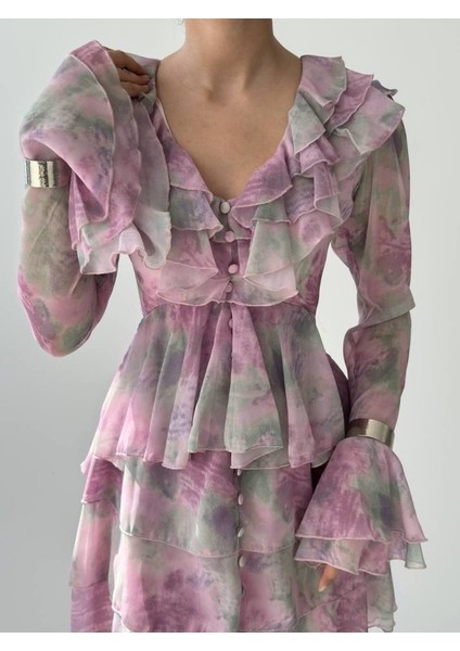Mottisfashion Elose Fırfırlı Elbise