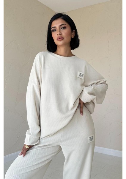 Mottisfashion Bej Klasik Fitilli Kazak ve Pantolon Takım fiyatları