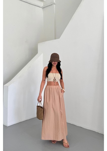 Mottisfashion Etek Şanel Boy Soft Kumaş - Bej modelleri