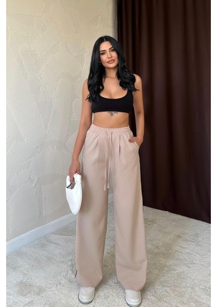 Mottisfashion Bej Yanları Şeritli Pantolon modelleri