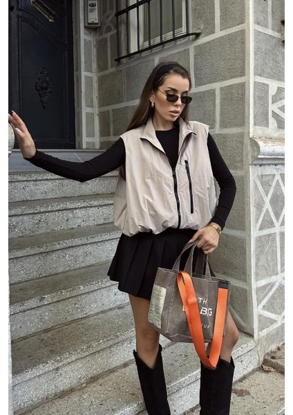 Mottisfashion Paraşüt Yelek - Taş
