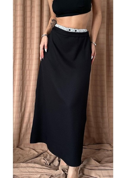 Mottisfashion Siyah Beli Lastikli Etek modelleri