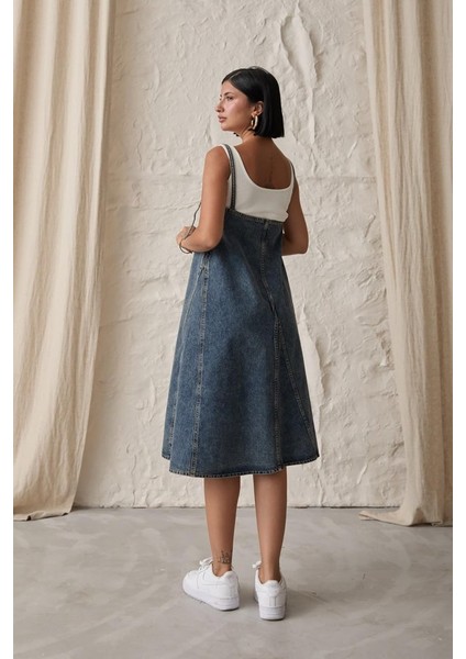 Mottisfashion Mavi Askı Aparatlı Kot Elbise fırsatları