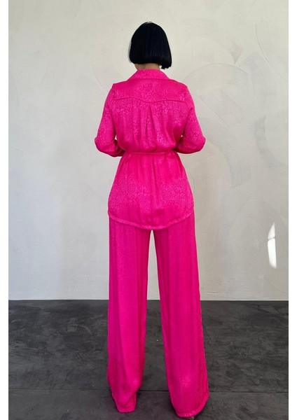 Mottisfashion Fuşya Jakarlı Biye Takım modelleri