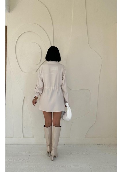 Mottisfashion Bej Çıtçıtlı Tünelli Gömlek modelleri