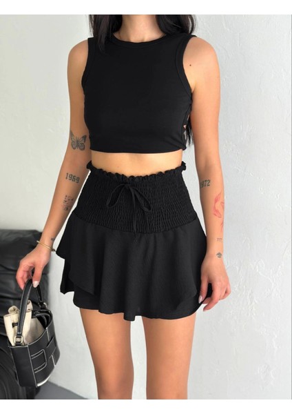 Mottisfashion Ayrobin Şortlu Etek - Siyah fiyatları