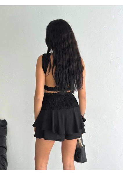 Mottisfashion Ayrobin Şortlu Etek - Siyah modelleri