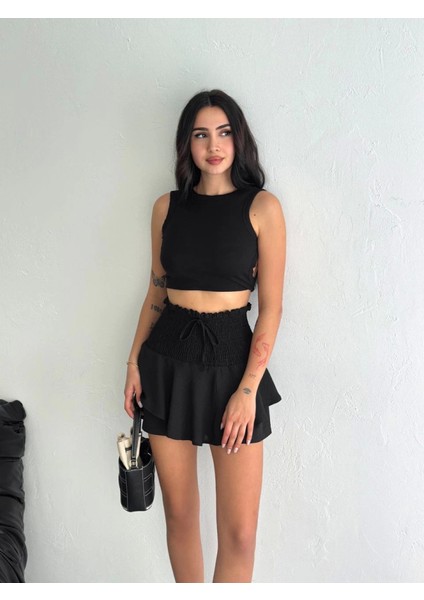 Mottisfashion Ayrobin Şortlu Etek - Siyah fırsatları