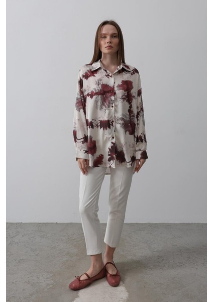 Mottisfashion Baskılı Gömlek - Bordo